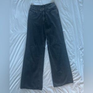 Saint + Sofia high-waisted wide leg faded black jeans